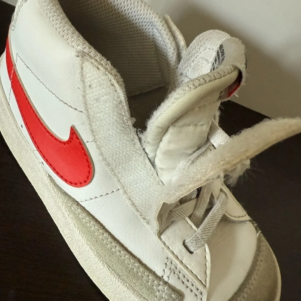 Nike Kids White and Gray High-Top Sneakers